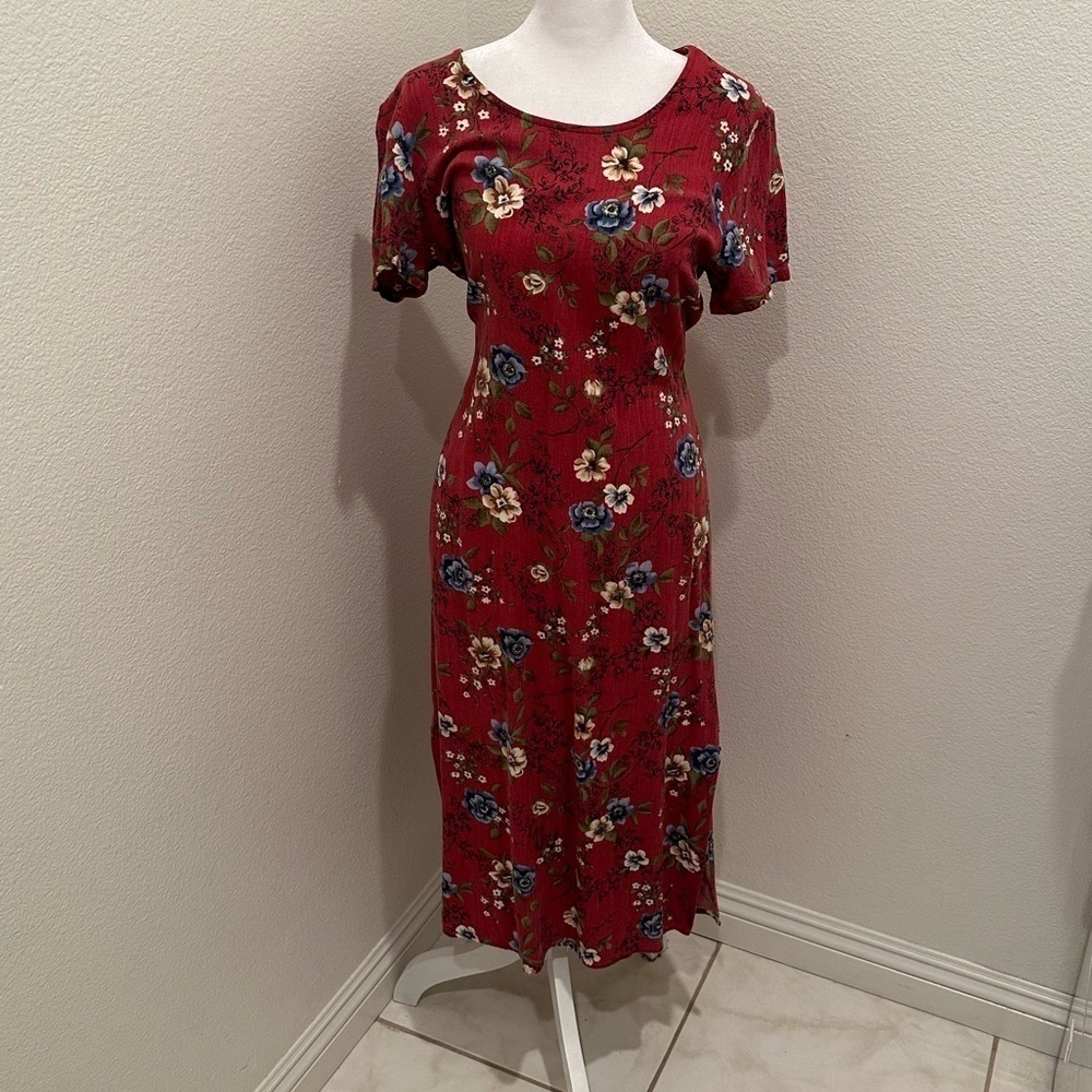 WOMENS SIZE 10 Red Floral Dress STUDIO EASE​​​​​​​​